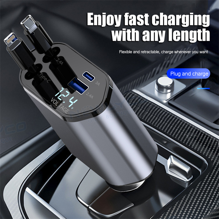 4-in-1 retractable cable Car charger -Y/LF209
