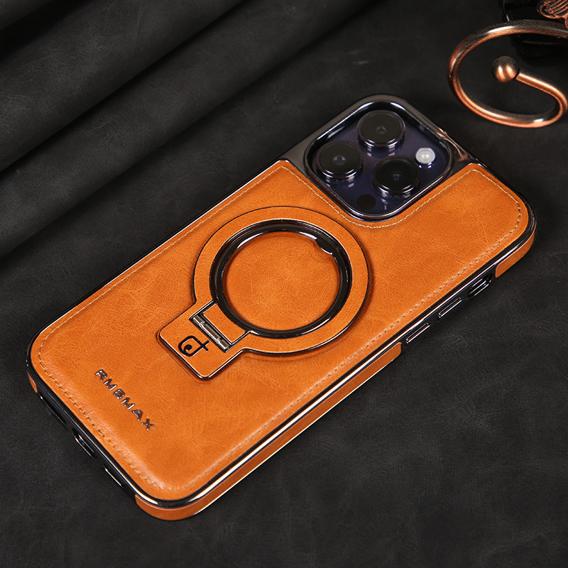 Leather iPhone case with magnetic stand - Y/CI108